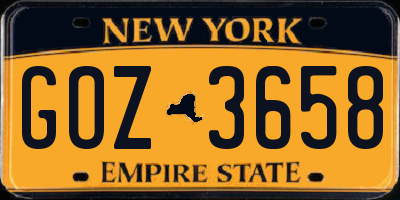 NY license plate GOZ3658