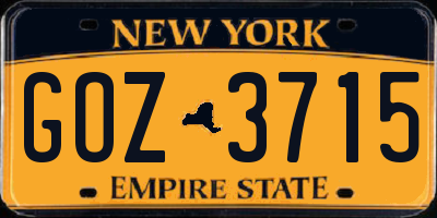 NY license plate GOZ3715