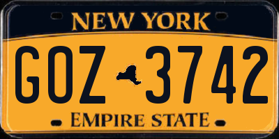 NY license plate GOZ3742
