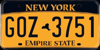 NY license plate GOZ3751