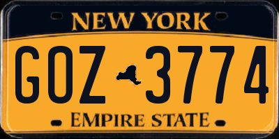 NY license plate GOZ3774