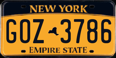 NY license plate GOZ3786