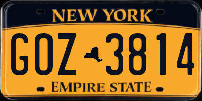 NY license plate GOZ3814