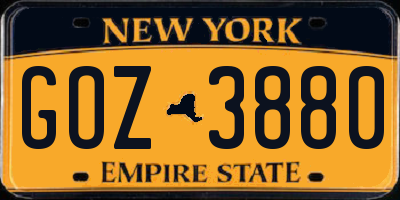 NY license plate GOZ3880