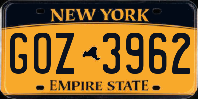 NY license plate GOZ3962