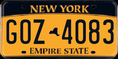 NY license plate GOZ4083