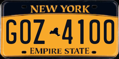 NY license plate GOZ4100