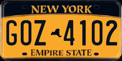NY license plate GOZ4102