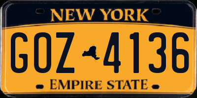 NY license plate GOZ4136