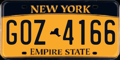 NY license plate GOZ4166