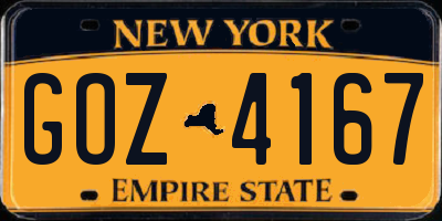 NY license plate GOZ4167