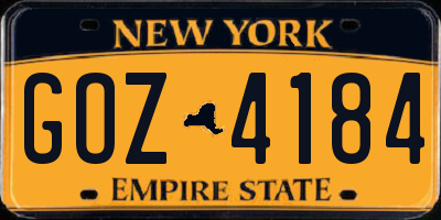 NY license plate GOZ4184
