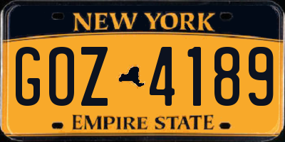 NY license plate GOZ4189