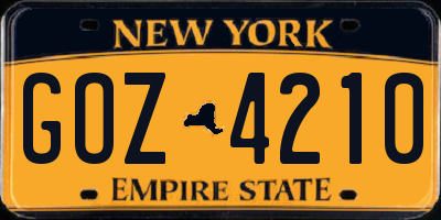 NY license plate GOZ4210