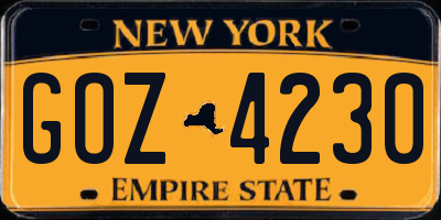 NY license plate GOZ4230