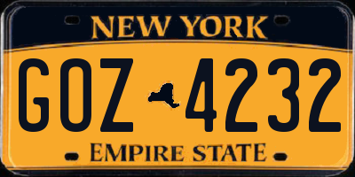 NY license plate GOZ4232