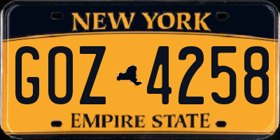 NY license plate GOZ4258