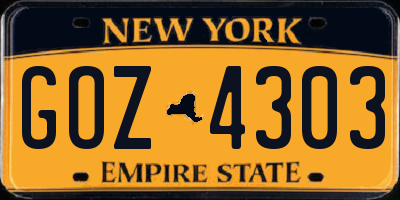 NY license plate GOZ4303