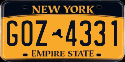 NY license plate GOZ4331