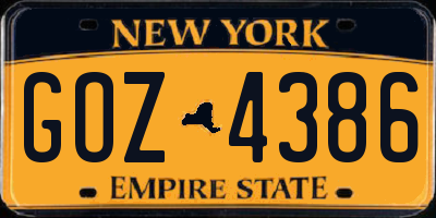 NY license plate GOZ4386