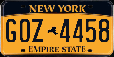 NY license plate GOZ4458