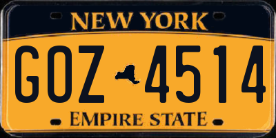 NY license plate GOZ4514