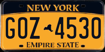 NY license plate GOZ4530