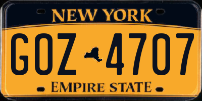 NY license plate GOZ4707