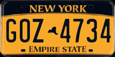 NY license plate GOZ4734