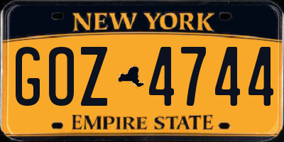 NY license plate GOZ4744
