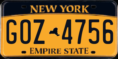 NY license plate GOZ4756