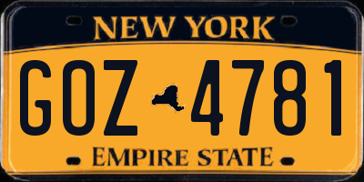 NY license plate GOZ4781