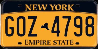NY license plate GOZ4798