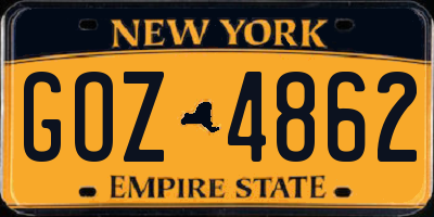 NY license plate GOZ4862