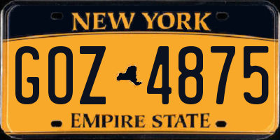 NY license plate GOZ4875