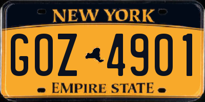 NY license plate GOZ4901