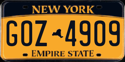 NY license plate GOZ4909