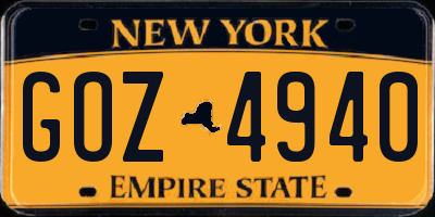 NY license plate GOZ4940