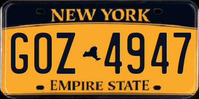 NY license plate GOZ4947