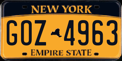 NY license plate GOZ4963