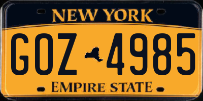 NY license plate GOZ4985