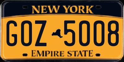 NY license plate GOZ5008