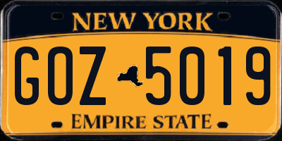 NY license plate GOZ5019