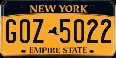 NY license plate GOZ5022
