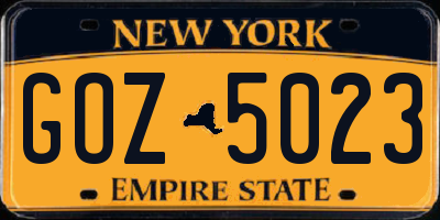NY license plate GOZ5023