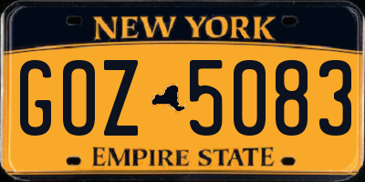 NY license plate GOZ5083