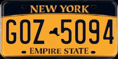 NY license plate GOZ5094