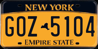NY license plate GOZ5104