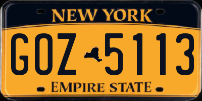 NY license plate GOZ5113