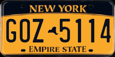 NY license plate GOZ5114
